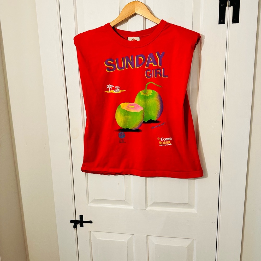 Farm Rio medium cotton sleeveless t shirt with light shoulder padding